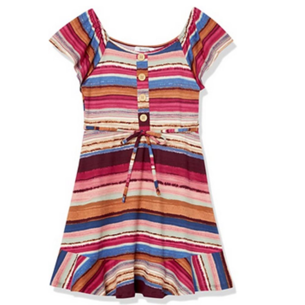 Speechless Kids Stripe Flutter Sleeve Dress ~ Berry Pink ~ New!